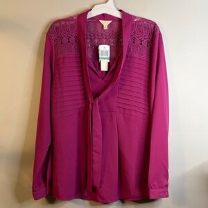 Adiva Women's Fuchsia Lace Blouse NWT Size Large #291